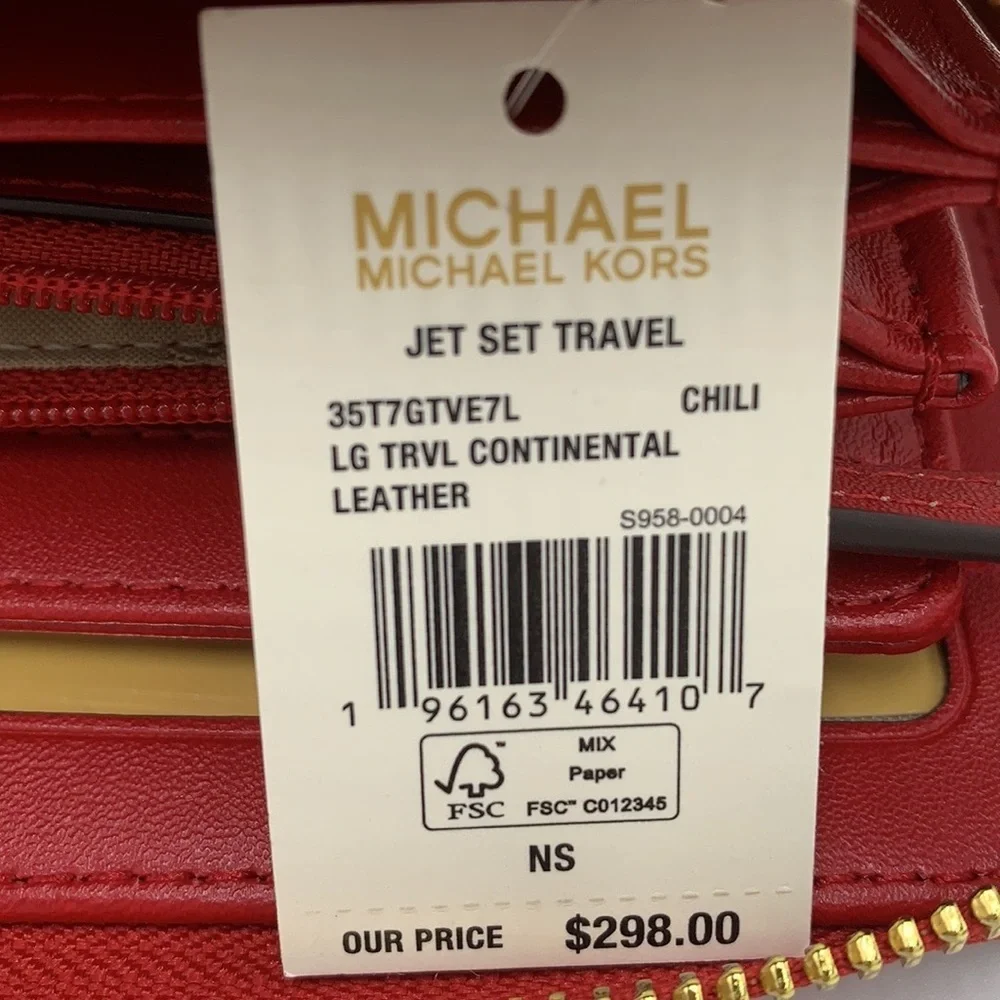 MICHAEL KORS JAYCEE MEDIUM ZIP POCKET BACKPACK & LARGE TRAVEL CONTINENTAL WRISTL